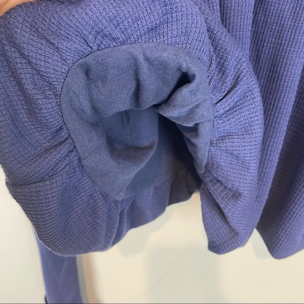 Free People Blue Waffle Knit Cropped Top Size M